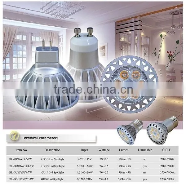 Tuv gs Gu10 Led Spot Light 7w Narrow Beam Angle 15degree 100-204vac photo-2