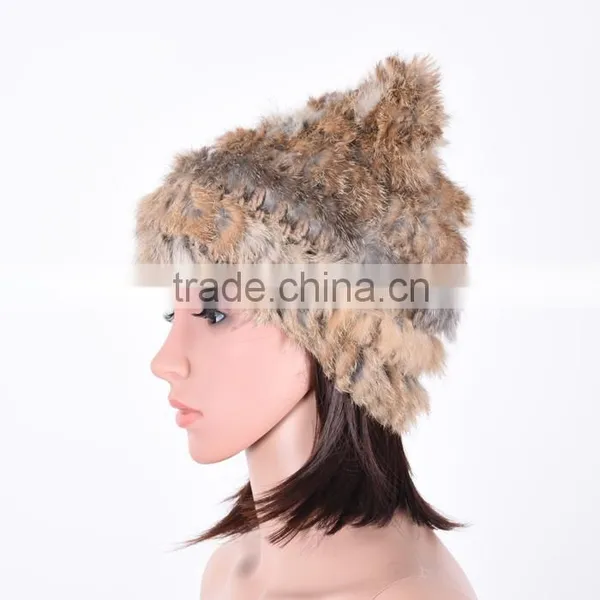 Girls` Fashion Cute Fur Hat Rabbit Fur Hat Hand Knitted Fur Hat KZ140006 photo-2