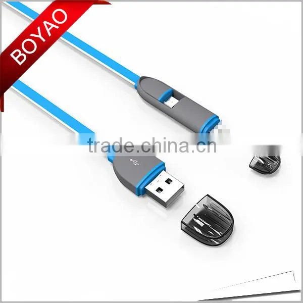 2016 High Speed Multi Color 2 in 1 Usb Cable 1m, 2 in 1 Micro Usb Cable CE FCC ROHS photo-2