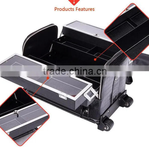 2016 New Arrival Wholesale Classic Black High Quality PU Leather Cosmetic Bag Makeup photo-4