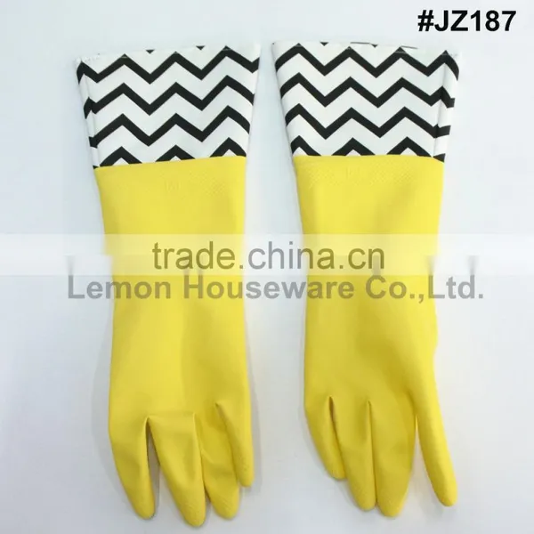 Natural Rubber Household Kitchen Thick Warm Long Gloves Dish Washing Cleaning