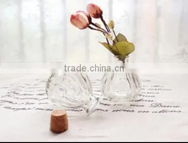 Clear Art Deco Tapered-Top Squat Glass Vase/ Glass Candle Holder/ Candy Jars With Cork Caps photo-3