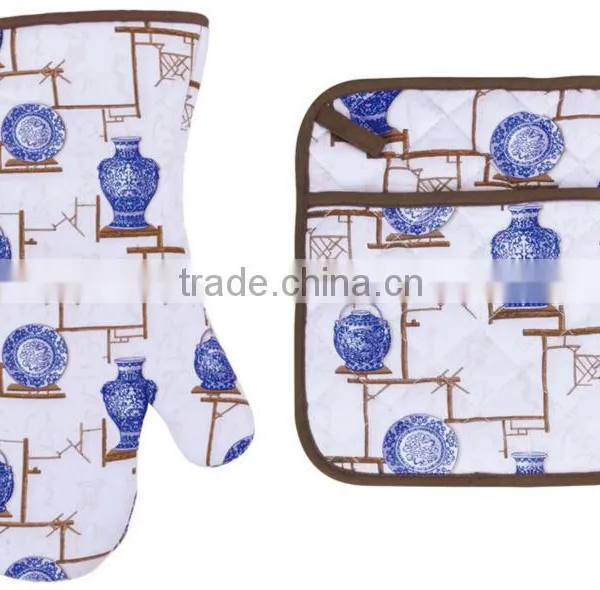 CHINAWARE DESIGN COTTON (OVEN MITT& POT HOLDER) KITCHEN SET