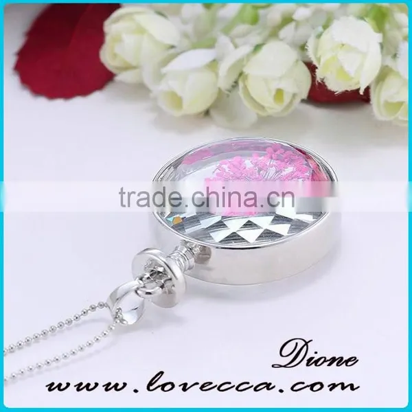 Gold Jewellery Design PINK Flower Glass Pendant Necklace for Women photo-3