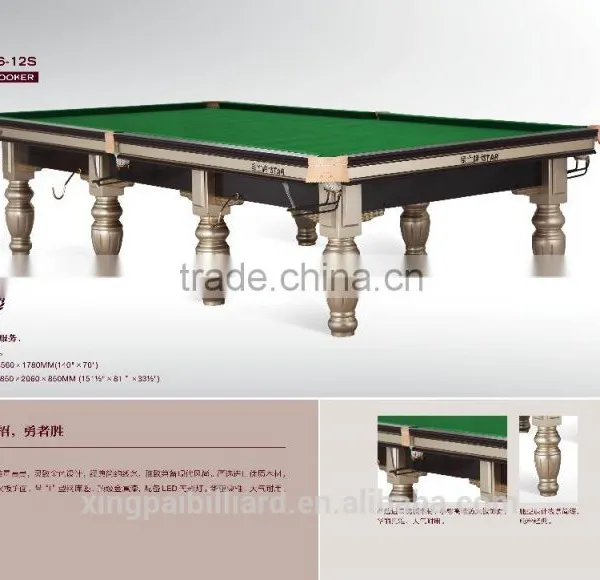 2016 12 ft Steel Cushion Star Solid Wood Snooker Table With Full Set of Accessories photo-6