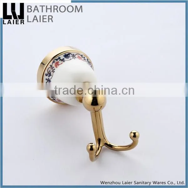 Direct Marketing Printing Lines Factory Zinc Alloy Gold Finishing Bathroom Accessories Wall Mounted Robe Hook photo-6