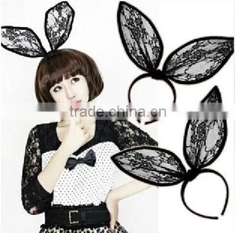 Pretty Lace Rabbit Ear Hair Hoop for Women,holloween Day Gift
