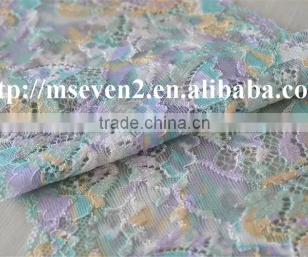Beautiful Colorful African Lace Trimming Elastic Tulle Fabric 100% Nylon Lace photo-3