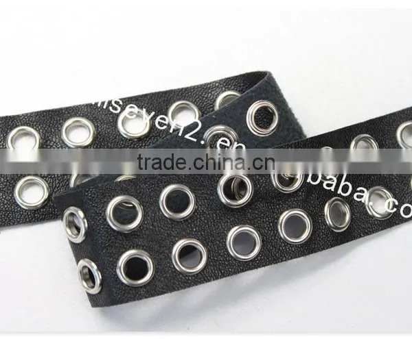 High Quality 3.3cm Width Black Leather Eyelet Trims for Shoes Wholesale photo-4