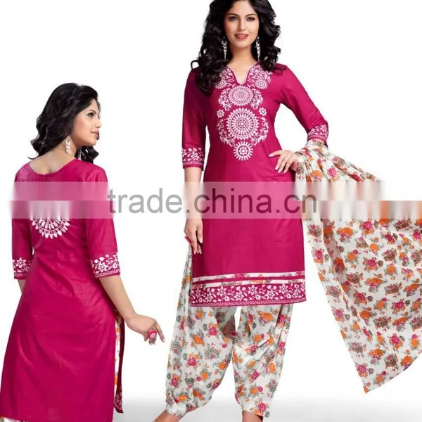 Pink Ethnic South Cotton Dress Material