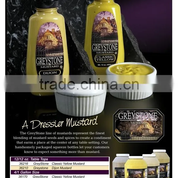 Greystone Mustard (Yellow mustard, Spicy mustard, Whole Grain, Dijon)