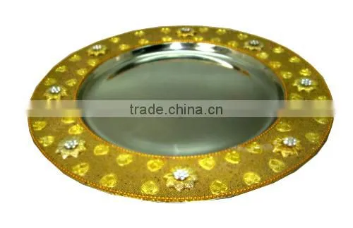 Newly Design Tableware Embossed Charger Metal Plate