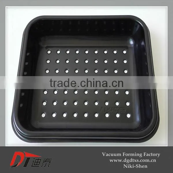 ABS of Square Perforate Plastic Serving Tray by Vacuum Forming