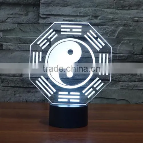 Eight Diagrams 3D Vision Night Light 7 Color Change LED Table Lamp Xmas Toy Gift photo-2