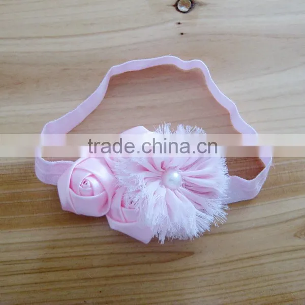 Satin Rose Flower With Pearl in Center Headband for Kids Hair Accessories photo-5