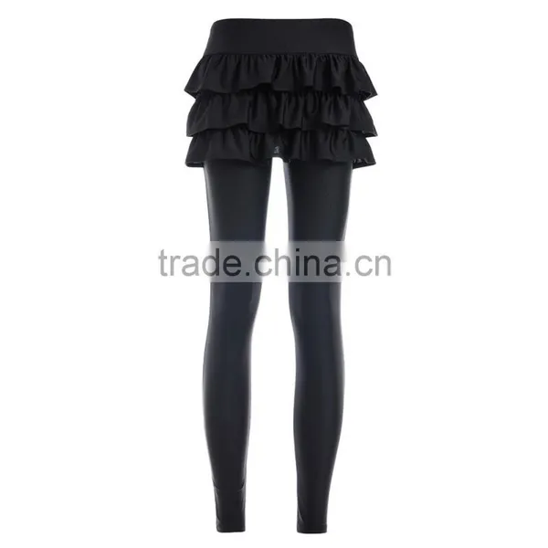 Hot Selling Red Blue Black False Two-piece Pant Legging With Skirt Women's Fashion Leggings With Mini Skirts photo-5