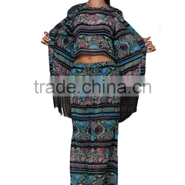 2015 New Fashion Tassel Design Print Kimono Cardigan photo-2