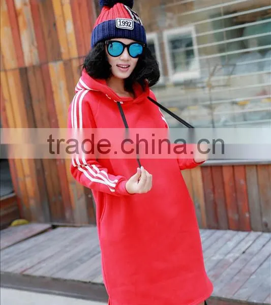 Women Fashion Long Sleeve Midi Length Black Casual Autumn Hoodie Dress photo-3