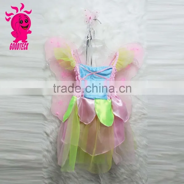 New Model Girl Long Sleeveless Dress Kids Girls Party Dress Peach Dress With Angel Wings photo-4