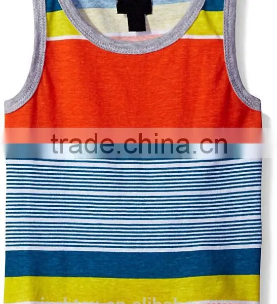 Colorful Stripe 100%cotton Tank Tops With no Design photo-5