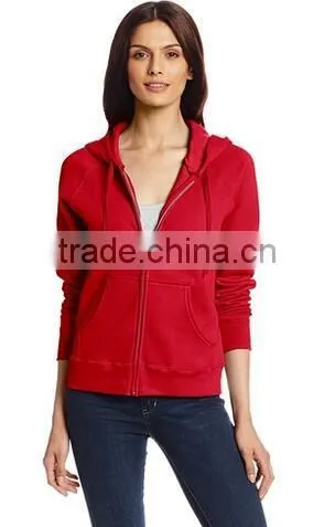 New Design Women's Ribbed-knit Cuffs and Hem Fleece Sweatshirts Zipper With Hood photo-5