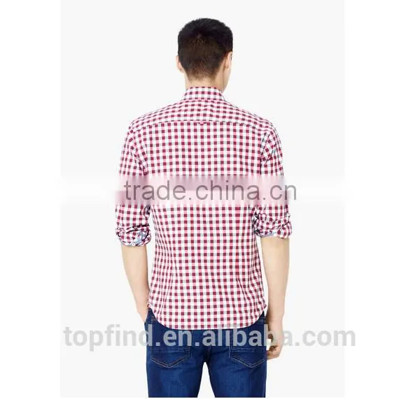 Slim-fit White Button Round Bottom Ginghim Check Cotton Shirt From the Casual Collection photo-2
