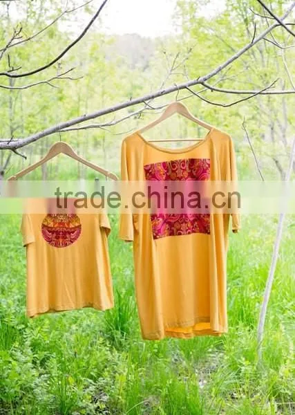 Family Matching Clothing Yellow Cotton Digitalprint Fancy Dress photo-4