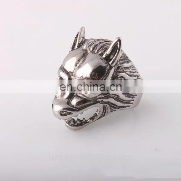 Latest Design High Quality Hollow Wolf Stainless Steel Ring photo-2