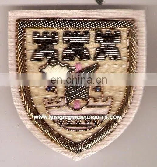 Blazer Patches Handmade Badge, Hand Embroidered Bullion Wire Blazer Patches