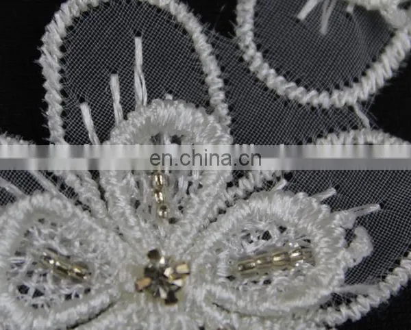 100%polyester Beaded Flower Lace Trim for Decorative photo-2