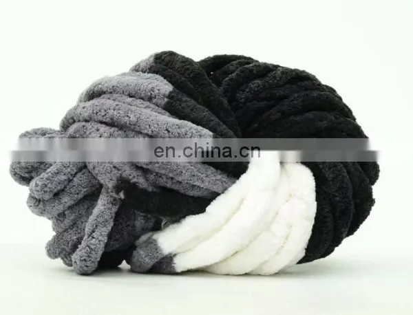 MIX COLOR Knit Vegan Yarn 100% Polyester Chenille Yarn Super Chunky Velvet Big Crochet Yarn photo-3