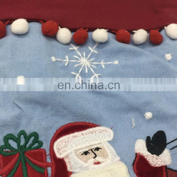 Wholesale Decorative Applique Santa Claus Rides a Sleigh With Pompom Christmas Socking for Christmas photo-3