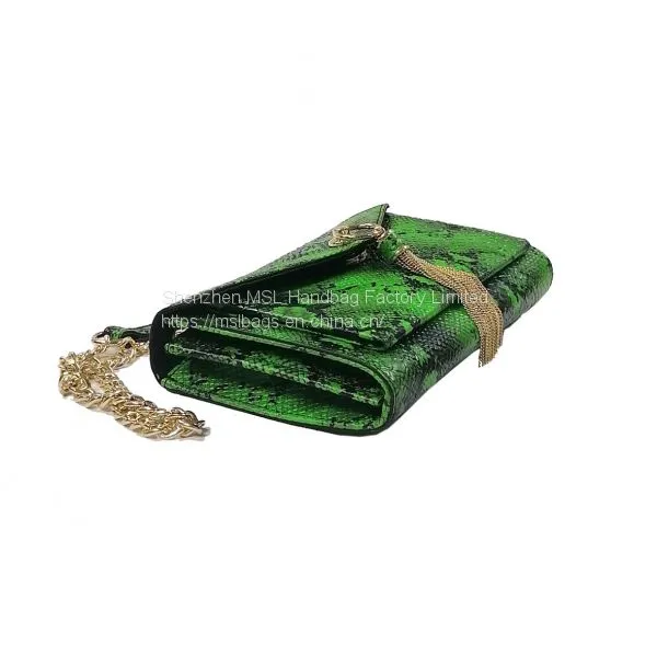 Hot Sale Women Sling Metal Chain Shoulder Handbags High Quality Snake Skin Pattern Crossbody Bags photo-2