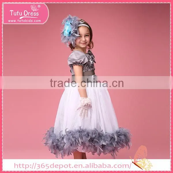 Satin Kids Ostrich Feather Wedding Dress