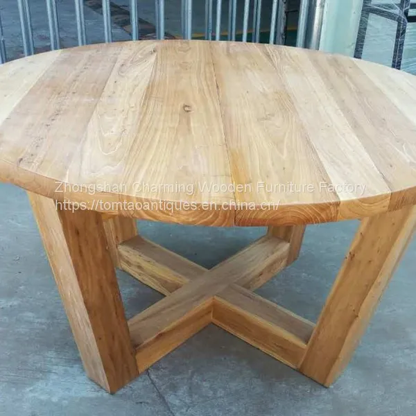 Solid Elmwood Round Dining Table,extendable