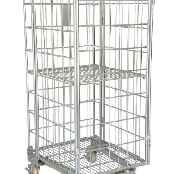 Heavy Duty Metal Wire Logistics Trolley With Handle Roll Container Cage 14 photo-3