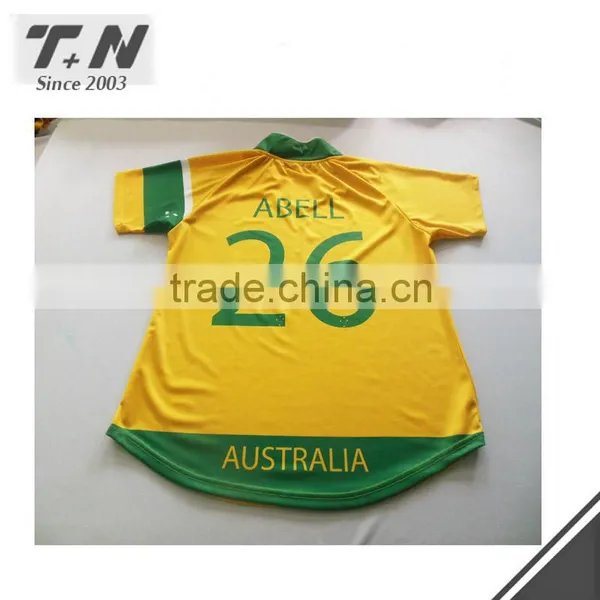 Hot Sale Full Sublimation Printed Rugby Jersey Green and Yellow photo-4