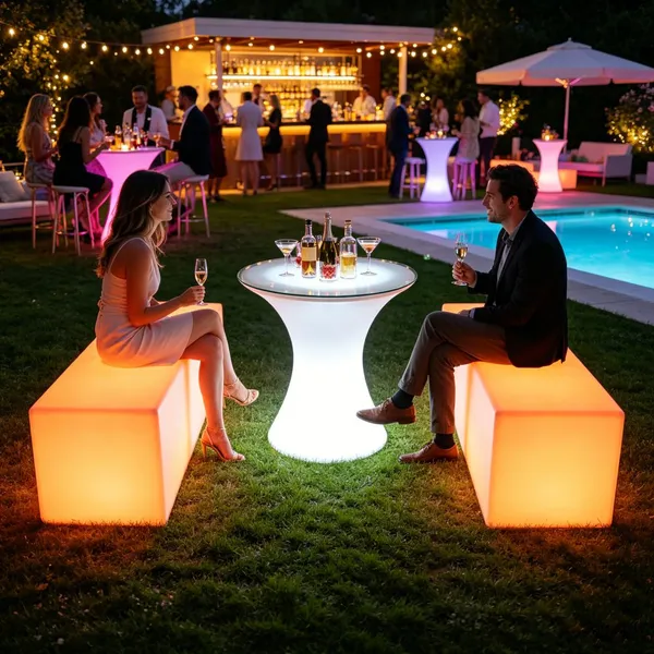 Ice Bucket Table Light Double Bar Chair Nightclub KTV Party End Table Modern Colorful Plastic Commercial Furniture Led Light