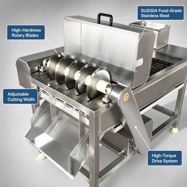 Commercial Hairtail Fish Cutting Machine 3.5kW 380V Commercial Frozen Fish Sectioner With Adjustable Speed