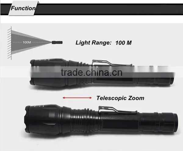 (130252) 2014 Hot Selling Factory Price Rechargeable Aluminum Flashlight 2014 With Zoom photo-2