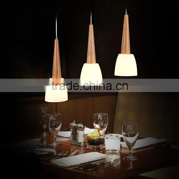 Rubber Wooden Frosted Glass Pendant Lamp Home Commercial Pendant Light