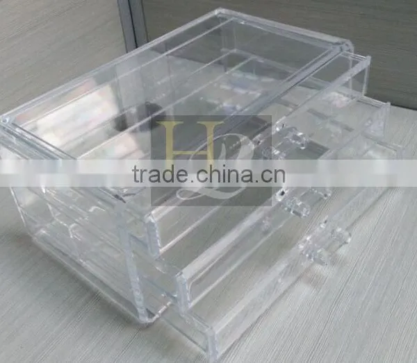 Clear Cube Acrylic Storage 3 Drawers Clear Acrylic Makeup Organizer photo-2
