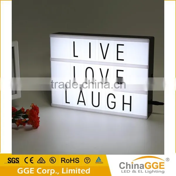 USB Charge Cinematic Lightbox Cinema Sign Light Box Letters Light Box With CE RoHs Reach Certificates