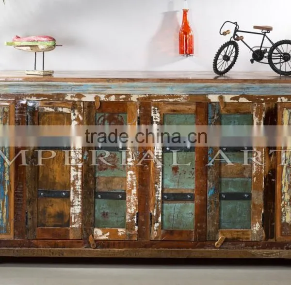 INDIAN RECYCLED FURNITURE WOOD 2 DOUBLE DOOR SIDE BOARD photo-2