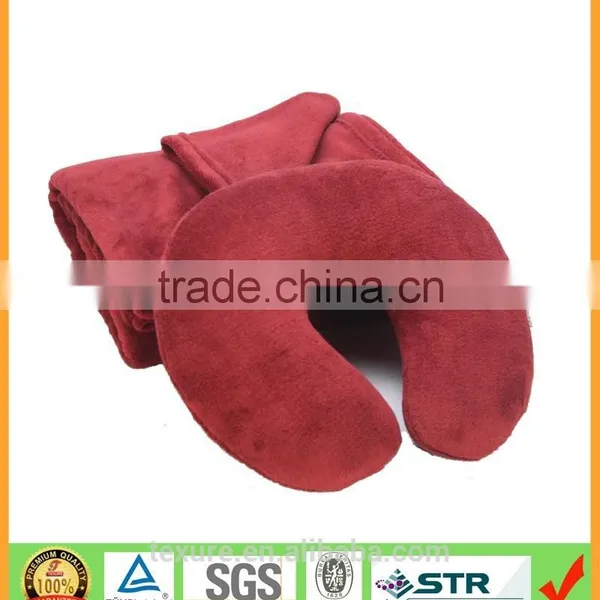 2-pc luxury travel kit including microfiber fleece blanket and U pillow