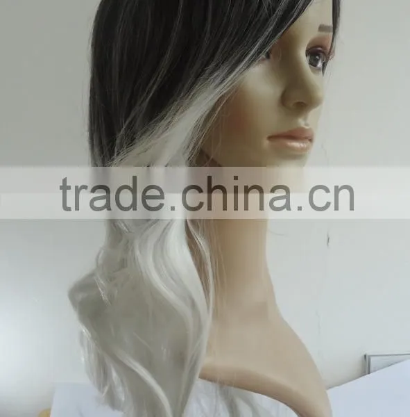 New Arrival Fashion Style Ombre Celebrity Curly Wig Cheap Wigs Two-Tone Female Elegant Wavy Synthetic Wigs for African American photo-2