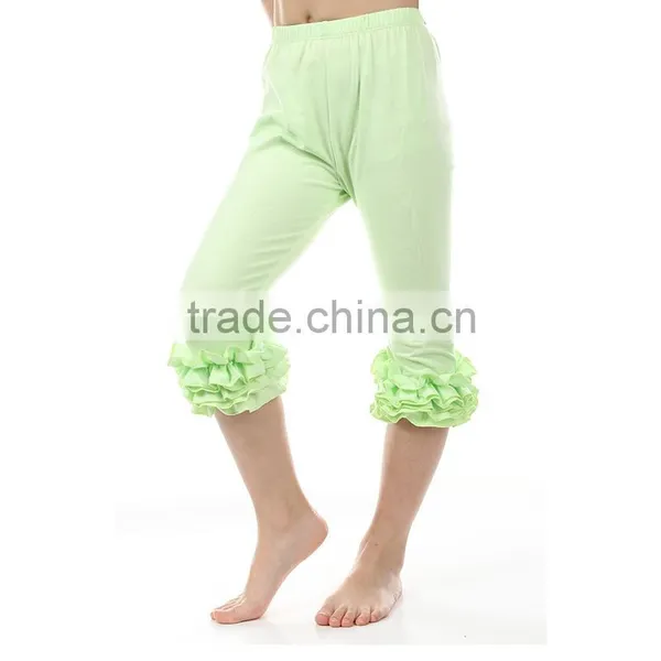 Wholesale Baby Girls Organic Cotton Comfortable Greeen Ruffle Pants for Boutique Girl Fall Wear Baby Clothes photo-3