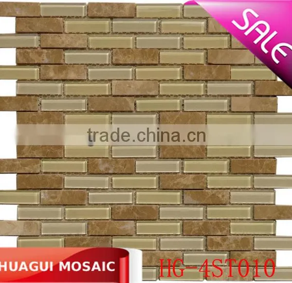 High Quality Crystal Glass Mix Stone Mosaic Tile Manufacturer