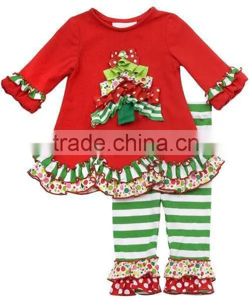 Christmas Tree Little Girls Boutique Remake Clothing Sets