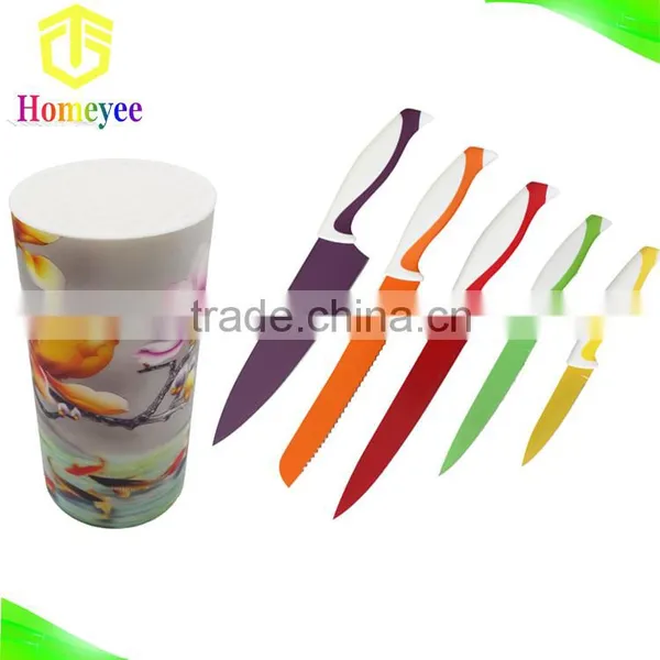 Food Grade Latest Design Rainbow Kitchen Knife Set With 3D Lenticular Pictures